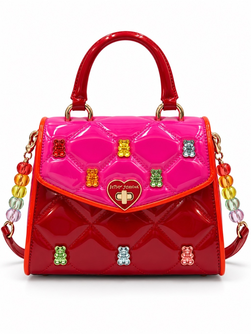 Betsey Johnson Beary Sweet Gummy Bear Top Handle Satchel Crossbody Bag Pink NWOT